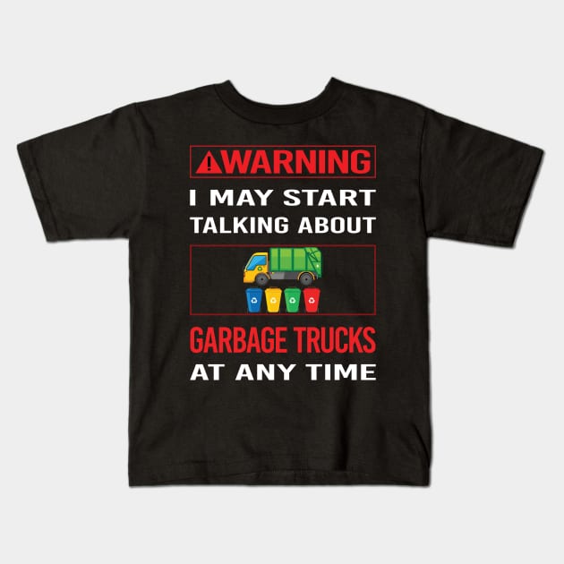 Red Warning Garbage Truck Trucks Kids T-Shirt by relativeshrimp